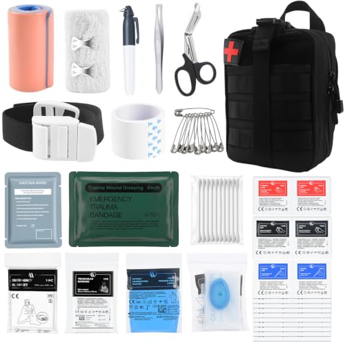 IFAK Trauma First Aid Kit Molle Pouches Emergency Survival Kit for Tactical Car Travel Hiking Camping(Black)