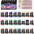 Caliart 24 Chameleon Colors Iridescent Acrylic Paint Set with 12 Brushes ﻿ - color: Iridescent, size: 2 Fl Oz (Pack of 24)