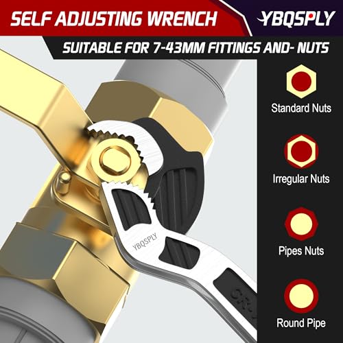 Pipe Wrench Set, 6” 8” 10” 12” Self Adjusting Wrench 4-Piece Plumbing Tools for 0.27“-1.7”/7-43mm Standard Nuts, Irregular Nuts, Pipes Use