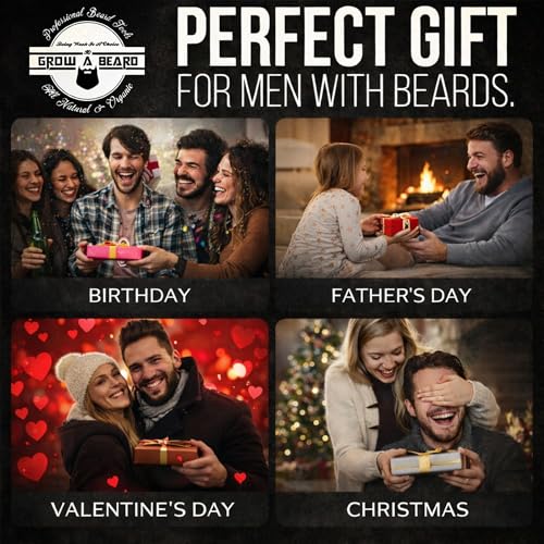 Beard Brush, Beard Comb, Beard Oil, & Beard Balm Grooming Kit for Men's Care, Travel Facial Hair Set for Growth, Styling, Shine & Softness, Great Gifts for Him, Fathers Day, Dad Gifts - color: Kit