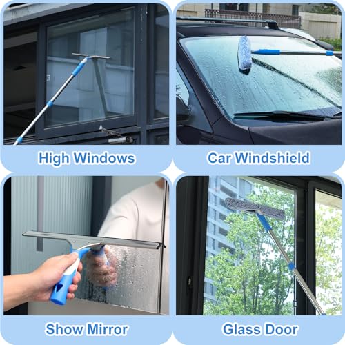 Mitclear Window Cleaning Kit 77'' Long Handle with Bucket for Home Outdoor - style: Window Cleaning Kit with Poles