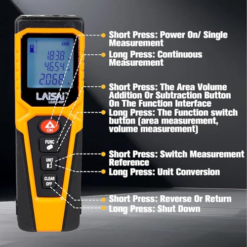 Laser Distance Meter, 130FT Measuring Tool with Backlit LCD