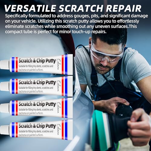 Calvana (4-Pack 20g Car Body Filler Repair Kit, Automotive Putty Scratch Filler, Quick-Drying Formula for Minor Touch-ups, Ideal for Car Paint Scratch Removal and Rust, Includes Repair Tools - size: 4Pack