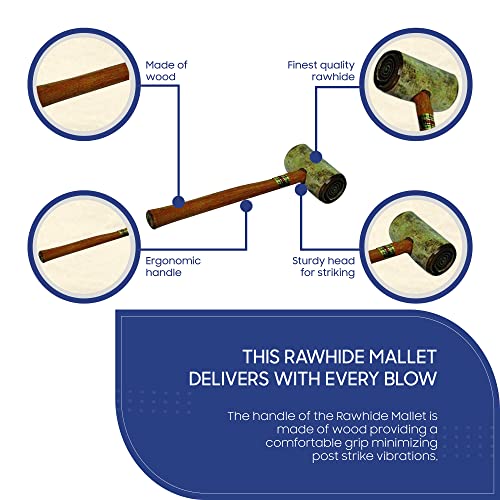 Tarps Now Multi-Purpose Rawhide Mallet, #5 Size - Heavy Duty Hammer for Grommets, Stamping Jewelry, Striking, Leather Work, Hobby Craft Work, Watch Repairs, Metal Work, and Woodworking