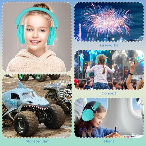 ProCase Kids Noise Cancelling Headphones Ear Hearing Protection, Teal - color: Teal