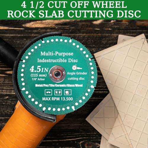 6 Pack 4-1/2" Indestructible Disc for Grinder Set, Diamond Multi-Purpose Saw Blades with 7/8" Arbor, Cut Off Wheels Tool for Smooth Cutting Ceramic Tile Glass Metal Wood PVC Pipe