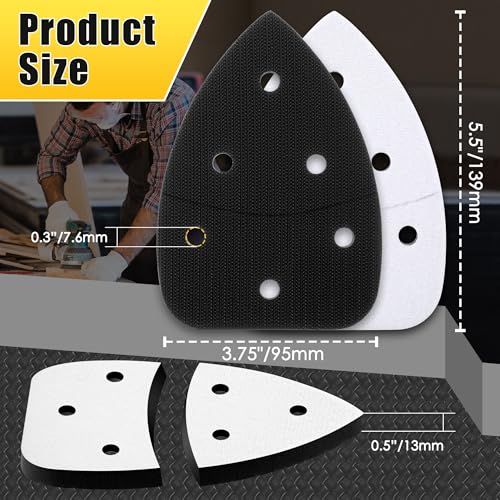 5 Pcs 6 Holes Foam Sanding Pads, with Cutting Line - color: Black and White, size: 6 Holes with Cutting Line
