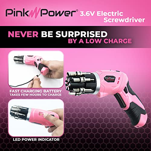 Pink Power Electric Screwdriver Cordless Mini Drill Set for Women