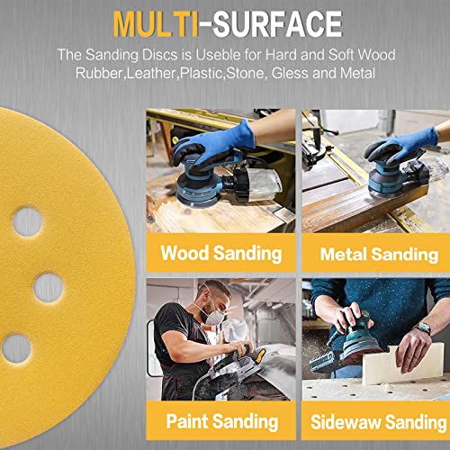 100PCS 5 Inch Sanding Discs 240 Grit Random Orbit Sander Sandpaper - style: Advanced Aluminum Oxide