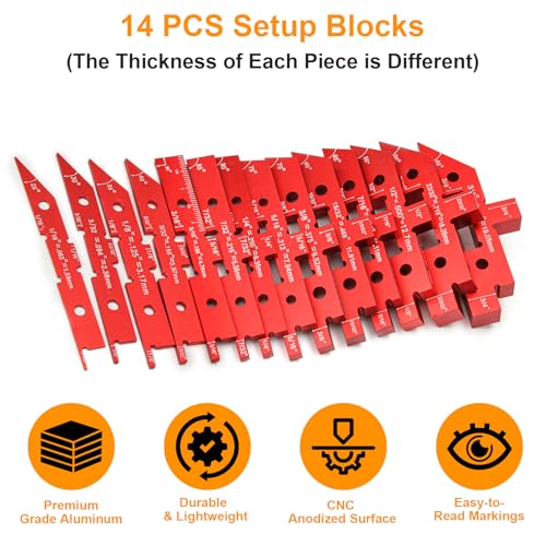 14Pcs Setup Blocks for Woodworking, Router Table Saw Accessories