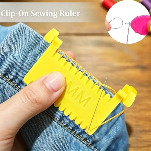 6pcs Edge Stitch Lock Sewing Gauge, Clip-On Sewing Ruler Spacing Sewing Clips, 2/3/4/5mm Hand Sewing Helper, Time-Saving Uniform Stitch Tool, Quilting DIY Dressmaking Accessories - size: 6pc