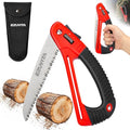 7 inch Folding Saw with EDC Pouch | Triple-Cut Pruning Saw, Induction-Hardened Teeth, Curved TPR Handle, Secure Lock, High-Carbon Steel Blade, for Wood Cutting