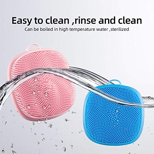 Silicone Face Scrubber for Men and Women， 2Pack Facial Cleansing Brush Silicone Face Wash Brush Manual Waterproof Cleansing Skin Care Face Brushes for Cleansing and Exfoliating (Blue_Pink) - color: Blue Pink