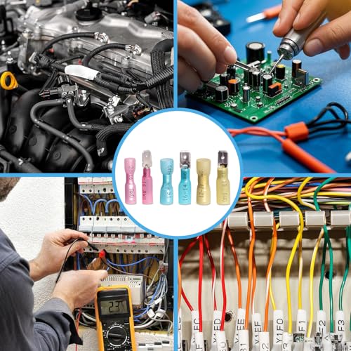 Heat Shrink Spade Connectors Kit 22-16 16-14 12-10 AWG Male and Female Electrical Wire Connector Insulated Quick Disconnect Spade Terminals for Marine Automotive Wiring (Pack of 100Pcs)