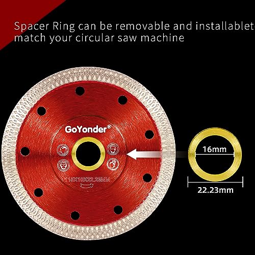 GoYonder 4.5 Inch Super Thin Diamond Saw Blade for Cutting Porcelain Tiles,Granite Marble Ceramics - size: 4.5"