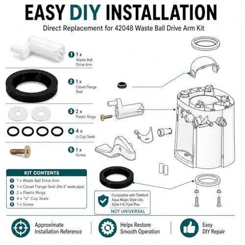 42048 Waste Ball Drive Arm Kit Compatible with Thetford Aqua-Magic Toilets - size: 42048 Waste Ball Drive Arm Kit