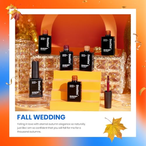 Beetles Fall Gel Nail Polish Set - Burnt Orange Shimmer Gel Polish - color: A - Mixed Finishes | Autumn Leaves