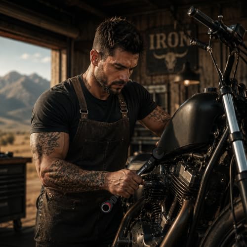 ironcube Black Ratcheting Combination Wrench Set: 11-Piece SAE 1/4–3/4 Inch – 180° Flex Head & 72-Tooth – CR-V Steel – Retro Waxed Canvas Roll for Motorcycle & Automotive Repair Tools - size: 11-Piece SAE Flex-Head