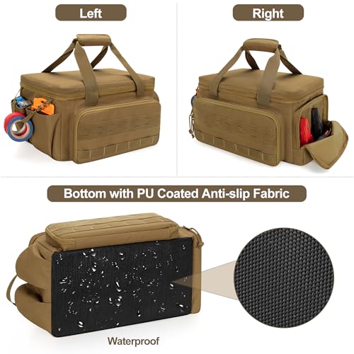 Rexmica 14-Inch Tool Bag Tool Storage Organizer Tactical Range Bag, Khaki - color: Khaki