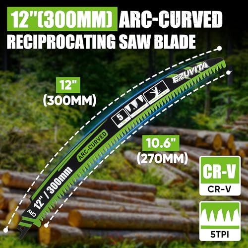 12-Inch Arc Curved Reciprocating Saw Blades Set with Storage Box - size: 12
