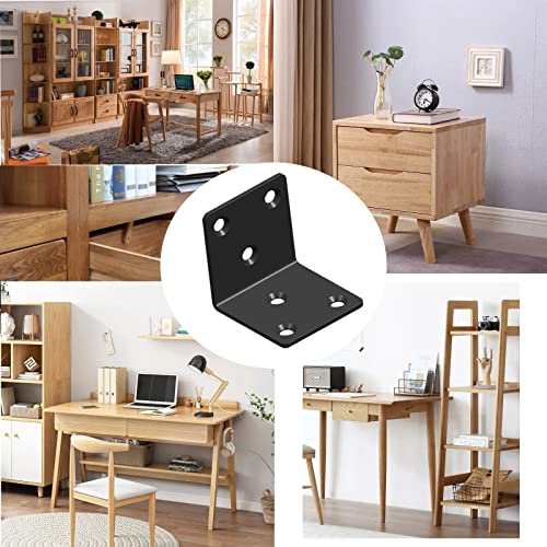 Black Stainless Steel Shelf Bracket,Joint Right Angle Bracket,L Shape Heavy Duty Metal Corner Brace Shelf Supporter for Wood Aufuga (20, 2x2x2) - size: 2x2x2