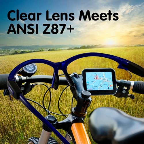 Global Vision Contender Bifocal Safety Glasses Blue Frame Clear Lens ANSI Z87+ for Men and Women Magnifying Reader 1.0 to 2.5 - size: 2.00