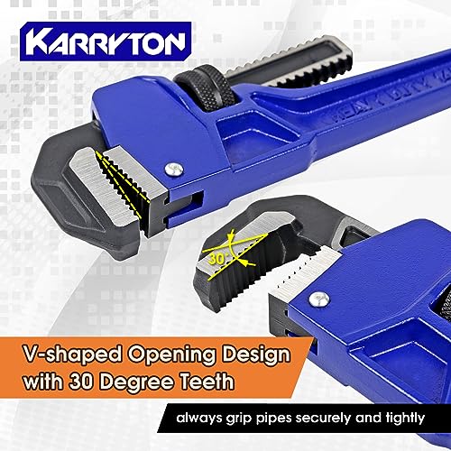Pipe Wrench set,8" 10" 14" 18" Adjustable Jaw Opening Cast Iron Straight Handle Plumbing Wrench, Perfect Plumbers Tool for Oil Field, Plumbing, Auto Repair, Construction and Mechanics - size: 8,10,14,18-IN, style: Straight