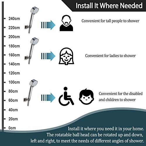 Shower Head Holder All Meta Handheld Shower Wand Bracket Adhesive Shower Wall Mount Holder Brass Shower Spray Holder Black, Glue Installation - color: Black