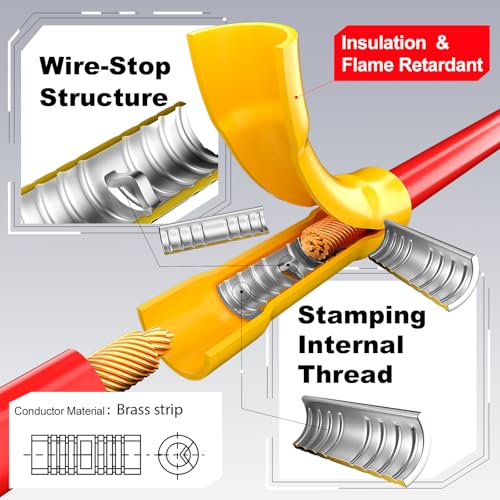 AIRIC Wire Butt Splice Connectors Kit Insulated Electrical Crimp Terminal - size: 200 PCS