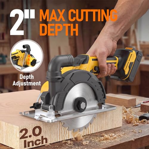6-Inch Cordless Circular Saw Compatible with DeWalt 20V Max Battery, 2.2"(90°), 1.5"(45°) Max Cutting Depth Lightweight with Tool Bag, Guide Ruler,6" Blade For Wood PVC Cutting (NO Battery)