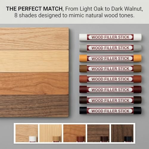RAINFLOW Wood Filler Sticks Repair Kit - 8 Colors Furniture Scratch Repair