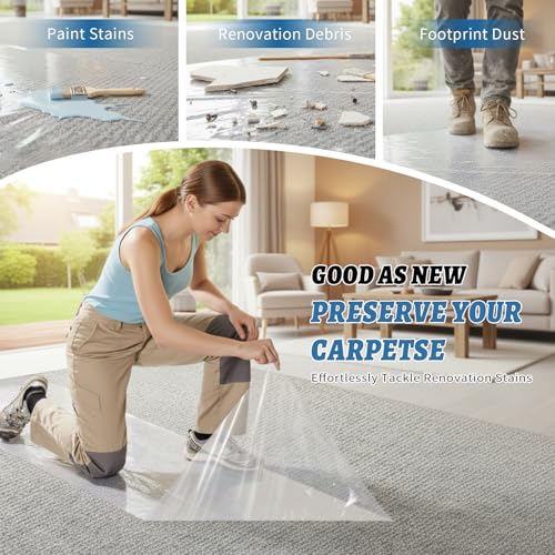 Carpet Protection Film 24" x 500' - Self Adhesive Floor Protector - size: 24"x500'
