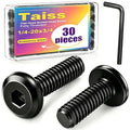 Taiss 30pcs 1/4-20 x 3/4" Flat Head Socket Head Screw,Furniture Bolts,Furniture Screws 304 Stainless Steel,1/4 Bolts Black Zinc Plated Fully Threaded,Countersunk Connector Screws with Hex Spanner - size: 30PCS 1/4-20x3/4"