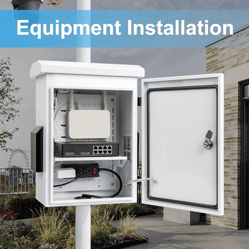 Outdoor Electrical Box with Thermostat and Fan, Cold-Rolled Steel Plate, Aluminum Alloy Back Beam, One-Piece Ventilation Design, IP65 Waterproof, Wall/Pole Mounted. (17.8" x 14" x 7.9") - size: 17.8" x 14" x 7.9"