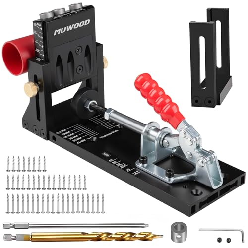 Pocket Hole Jig, Adjustable Jig Pocket Hole System, Woodworking Tools for Strong Joints, Adjustable Drill Guides for Materials 12-42mm Thick (HJ01)