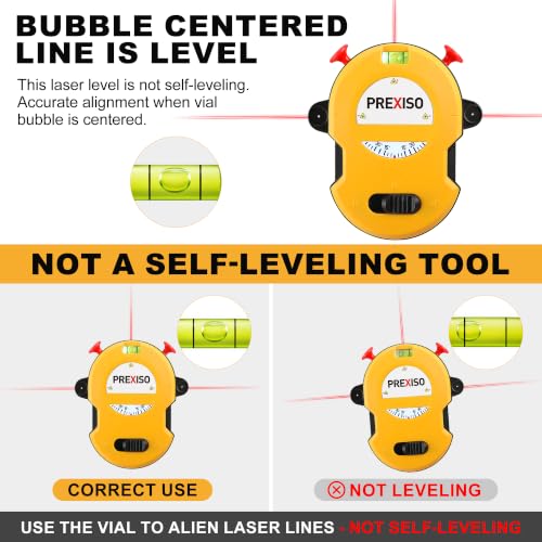 PREXISO Multi Surface Laser Level LED Light Vial, Cross Line Laser