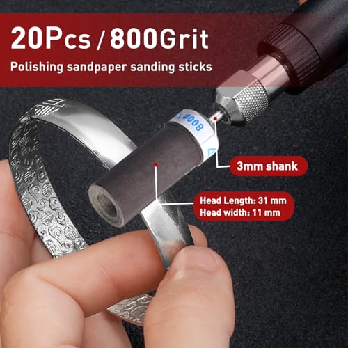 20 Pcs 800 Grit Sanding Drums for Rotary Dremel Tool - size: 800 Grit