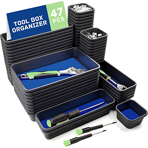 Tool Box Organizer, Tool Drawer Organizer Tray Divider, Toolbox Organization, Garage Tool Organizers and Storage, Tool Box Accessories for Rolling Tool Chest Cabinet (Blue (47PCS)) - color: Blue (47PCS)