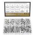 142 Pieces #10-24 x 1/4", 5/16", 3/8", 1/2", 5/8", 3/4", 1", 1-1/4", Hex Socket Head Cap Screws Nuts Washers Assortment Kit, 304 Stainless Steel, Fully Machine Thread - size: #10-24, style: Socket Head
