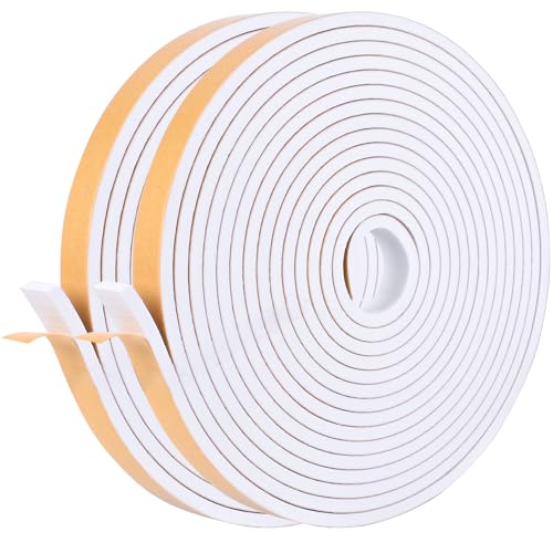 Self Adhesive Foam Tape Weatherstrip 1/2in x 1/4in x 52Ft High Density Foam Insulation Strips Foam Seal Weather Stripping with Strong Adhesive for Door and Window Sound Isolation Soundproofing - size: 1/2in x 1/4in x 52Ft