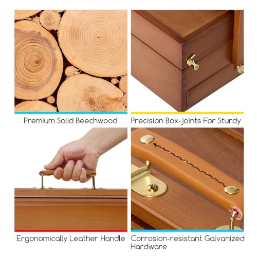 MEEDEN Wooden Tool Storage Box: Portable Beech Wood Art Supplies Organizer - color: Walnut