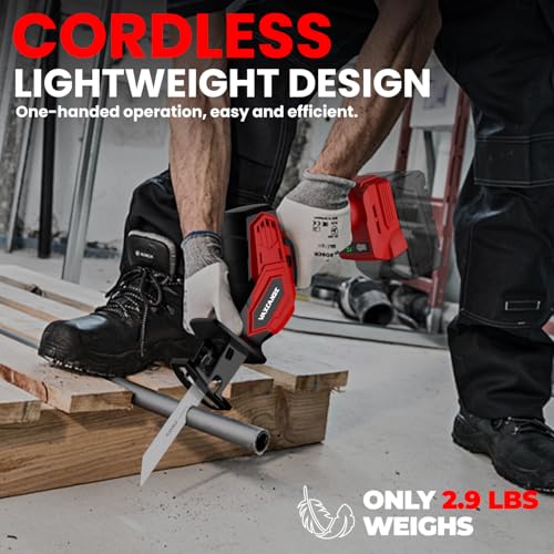 Cordless Reciprocating Saw for Milwaukee Battery, 3 Variable Speed 0-3500 Brushless Motor, Tool-free Blade Change, 4 Saw Blade Potable Recipro kit for Wood/Metal/PVC Cuts - Tool Only
