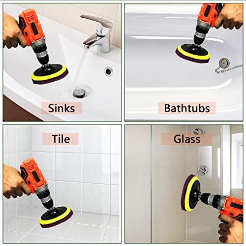 4 Inch 26 PCS Scouring Pads Drill Brush Power Scrubber Cleaning Kit - size: 4 Inch 26 Pieces