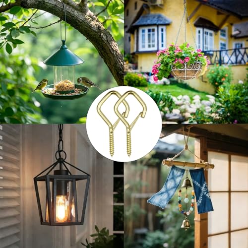 34 Pcs 2.2in Windproof Ceiling Hooks for Plants & Lights - color: Gold, size: 34Pcs