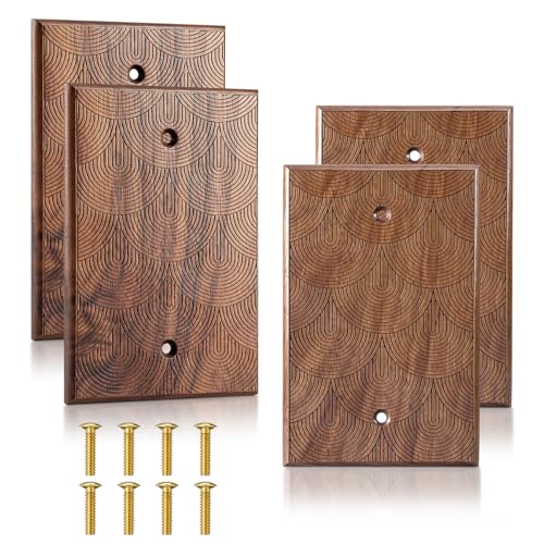 DoubleFill 4 Pcs Walnut Wood Switch Cover,8.2 * 13cm,Brown - color: Brown, size: 13 x 8.2 cm