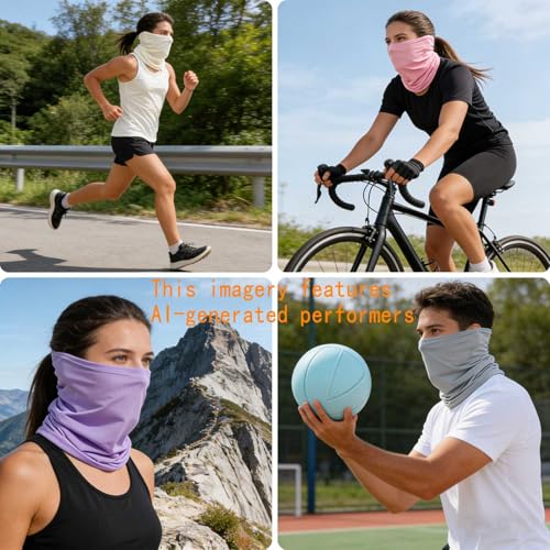 6 Pieces Summer Face Cover Scarf Mens Neck Gaiter For Men Women UV Protection Face Breathable Sun Protection Cycling Running - color: 2 White+2 Light Gray+2 Black