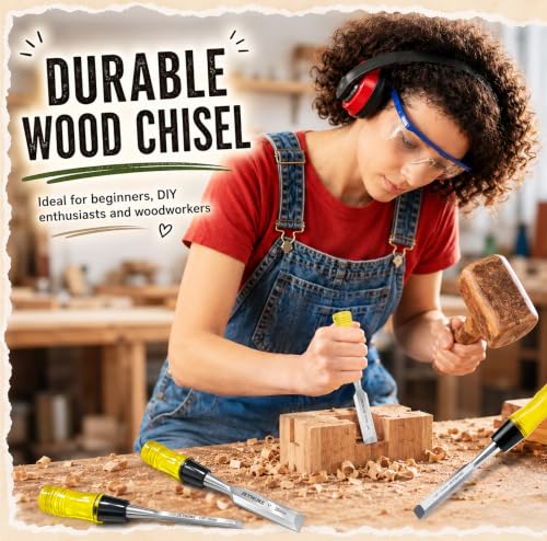 JETMORE Wood Chisel, 4 Piece CR-V Steel Blades Wood Chisel Sets Woodworking