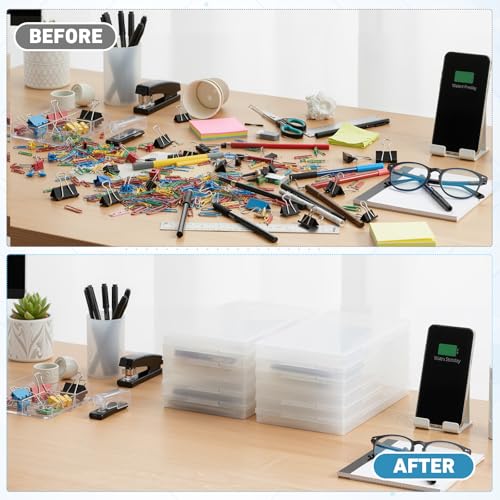 Jetec 6 Pieces Small Clear Plastic Storage Box, 12.0 x 8.8 x 0.9 Inch - size: 12.0 x 8.8 x 0.9 Inch