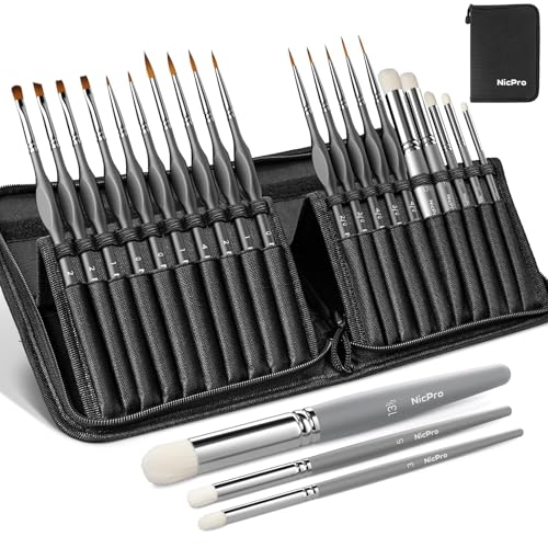 Nicpro 22 PCS Miniature Paint Brushes & Dry Brush, Model Paint Brush Set - size: 20 PCS