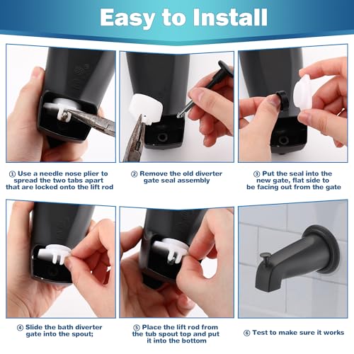 Enhon 2 Set Tub Spout Diverter Repair Kit (Matte Black, Classic) | Includes 2 x Diverter Valve Stems, 2 x Cup Seals and 2 x Gates, Bathroom Shower Bathtub Leaky Faucet Repair Replacement Parts - color: Matte Black